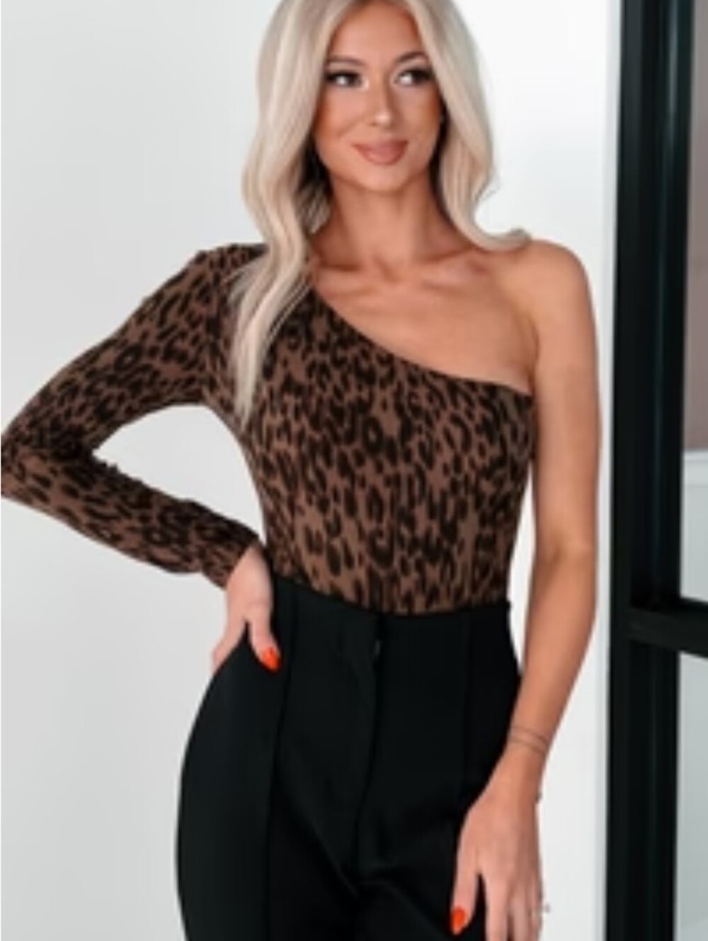 Looking Sassy One Shoulder Leopard Print Saints And Hearts Bodysuit - Brown